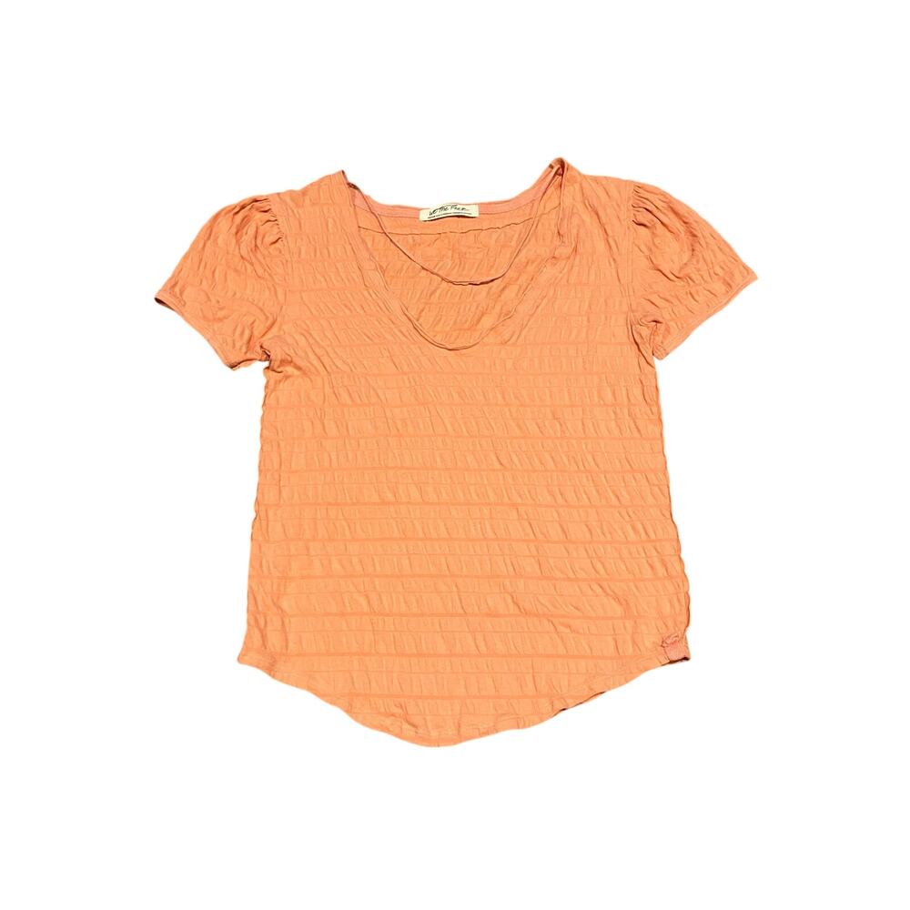 WE THE FREE‎ FP Women's Top Size Medium Peach Pink Short Sleeve Blouse Shirt